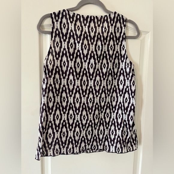 Loft Dark Purple & White Aztec Design, Cotton summer Blouse women’s SZ Small - Picture 4 of 14